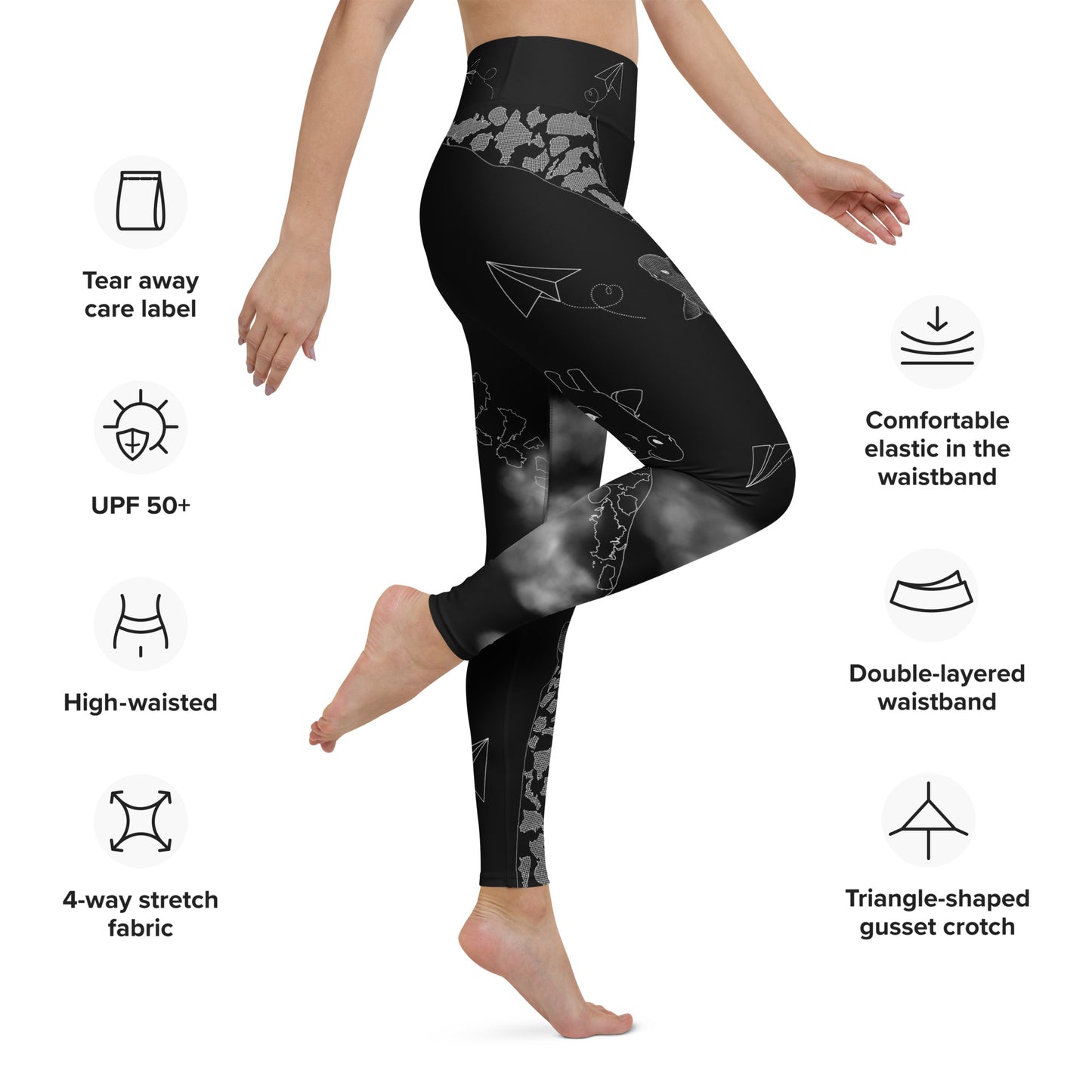 Countries Giraffe Yoga Leggings --- Black