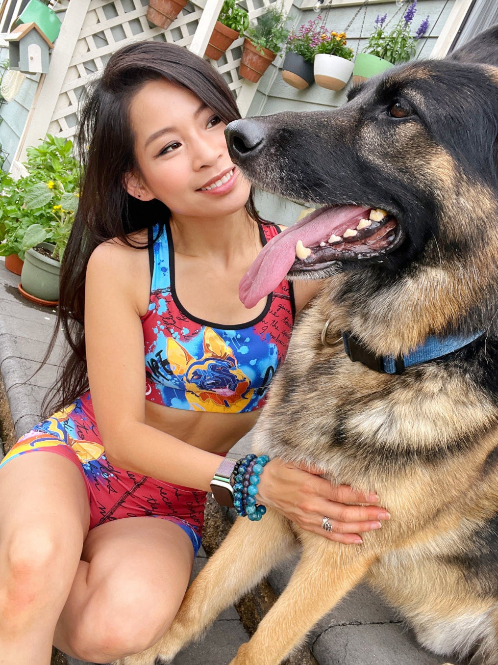 Pure Love German Shepherd Padded Sports Bra --- Fiery Red