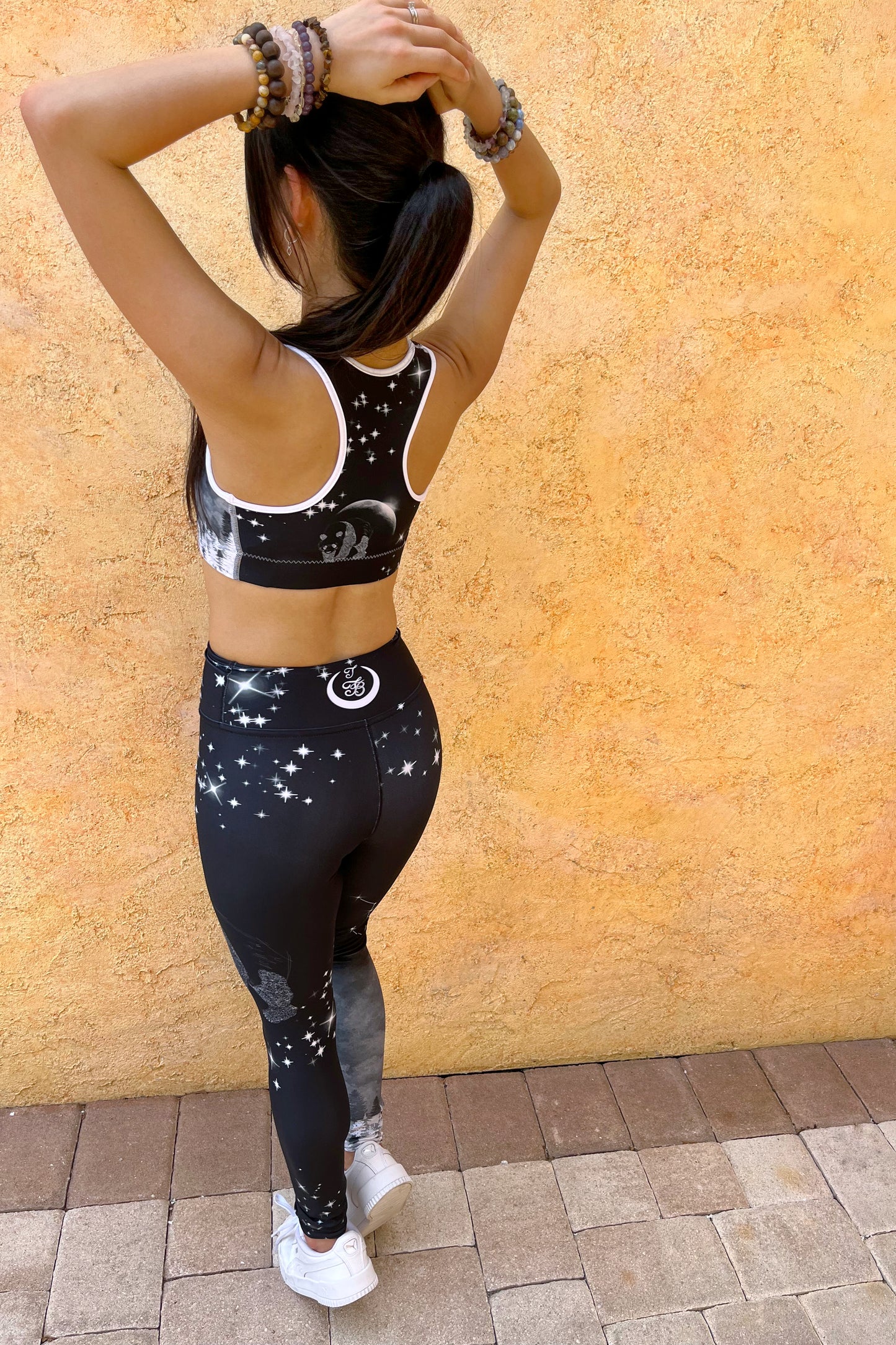 Galaxy Panda Yoga Leggings --- Jet Black