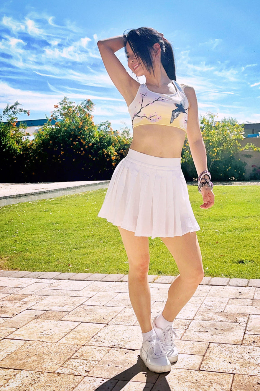 Swallow Cherry Blossom Padded Sports Bra --- Sunrise