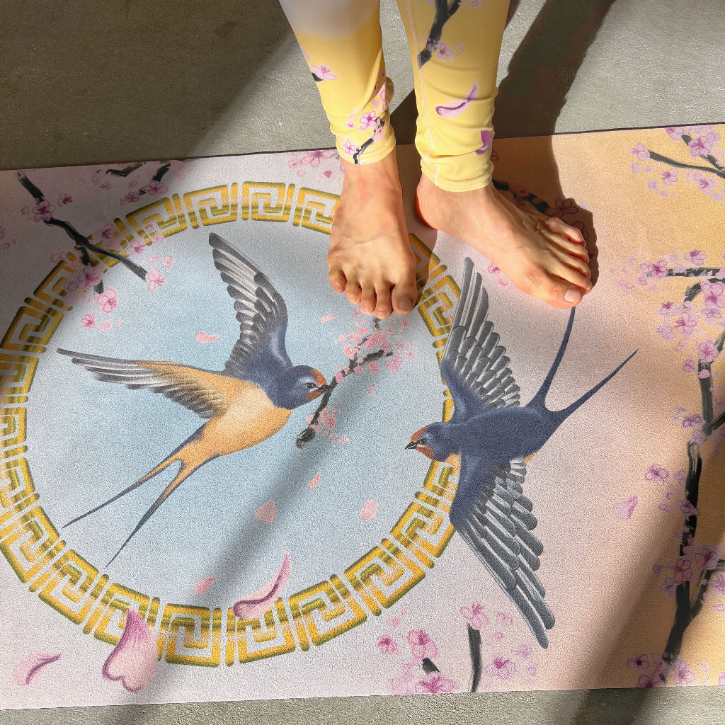 Swallow Cherry Blossom Yoga Mat --- Sunrise