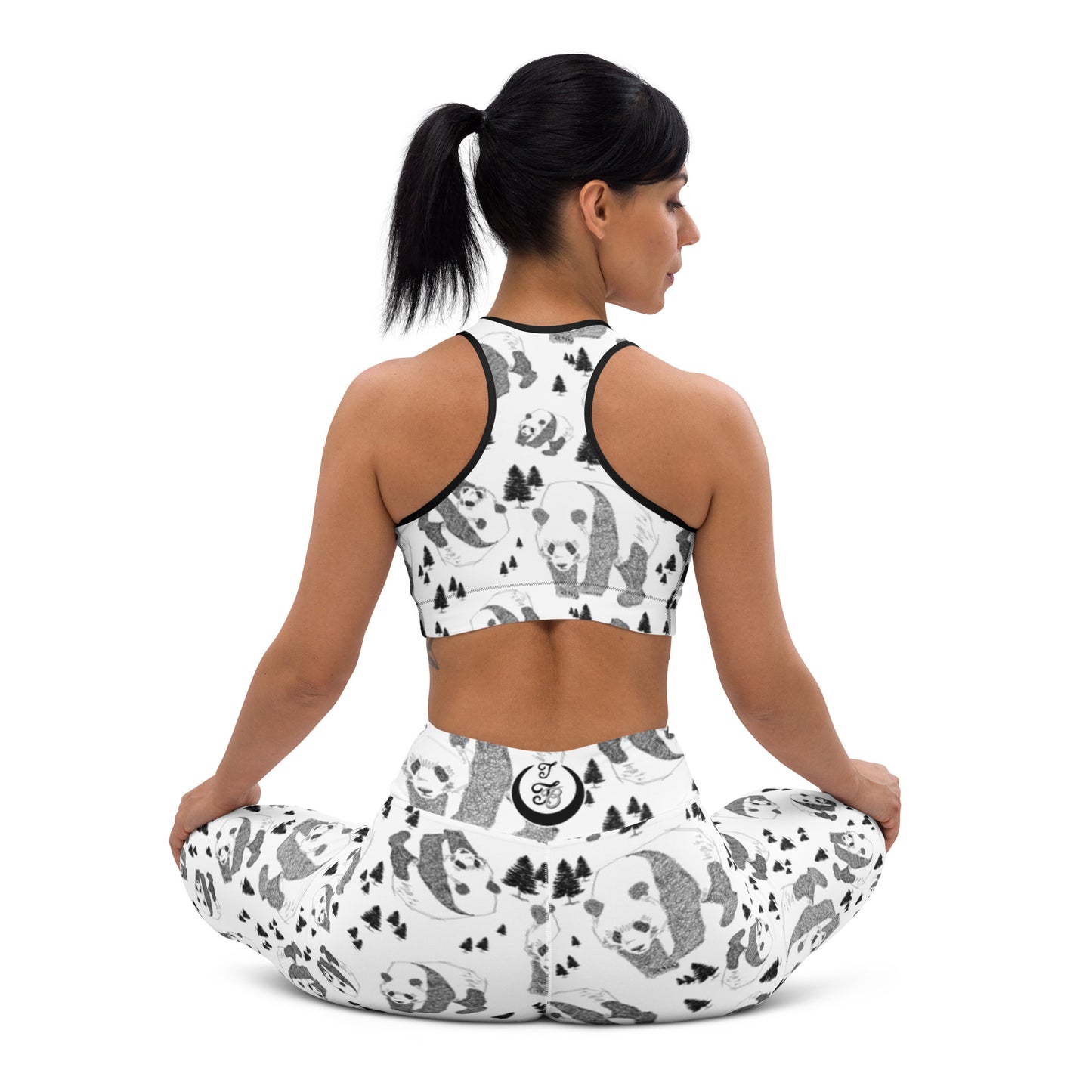 Panda Pattern Yoga Leggings --- Pure White