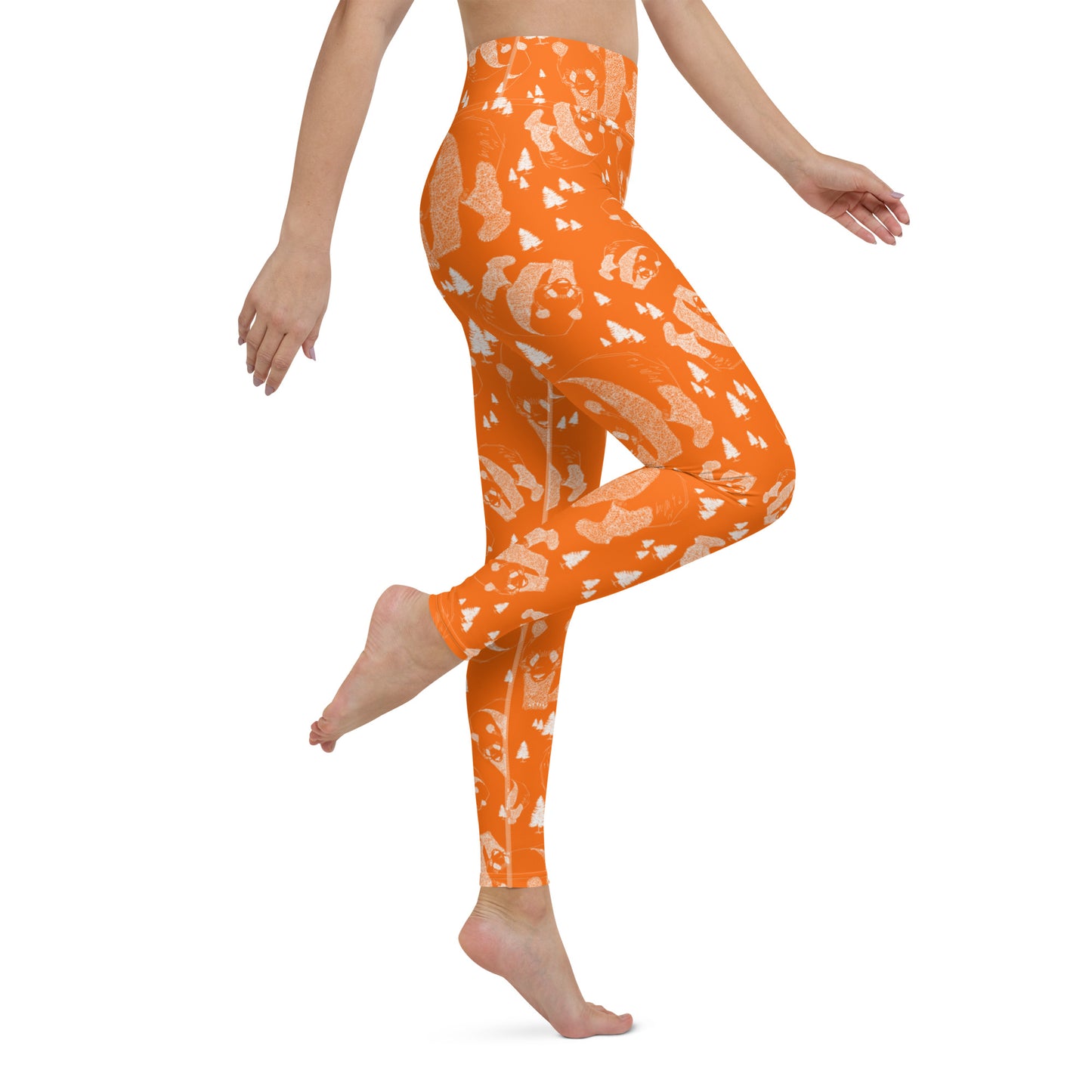 Panda Pattern Yoga Leggings --- Cheerful Orange