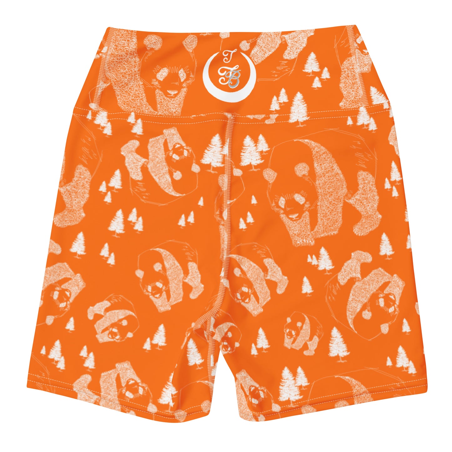 Panda Pattern Yoga Shorts --- Cheerful Orange