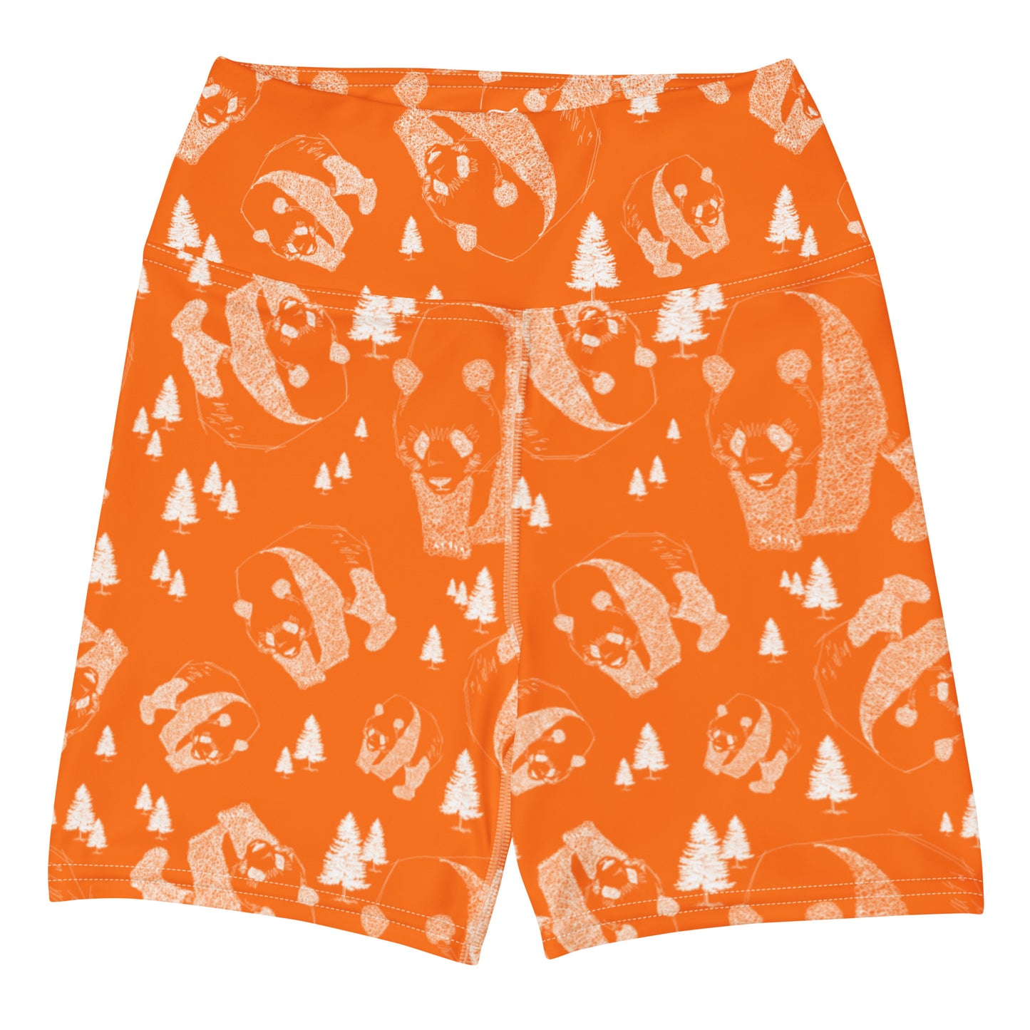 Panda Pattern Yoga Shorts --- Cheerful Orange