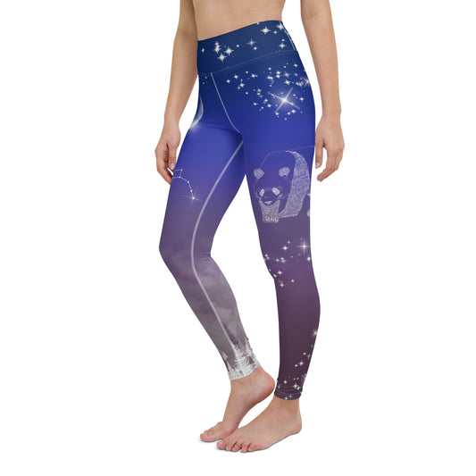 Galaxy Panda Yoga Leggings --- Twilight Purple