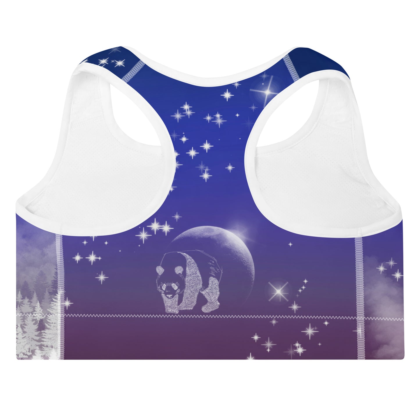 Galaxy Panda Padded Sports Bra --- Twilight Purple