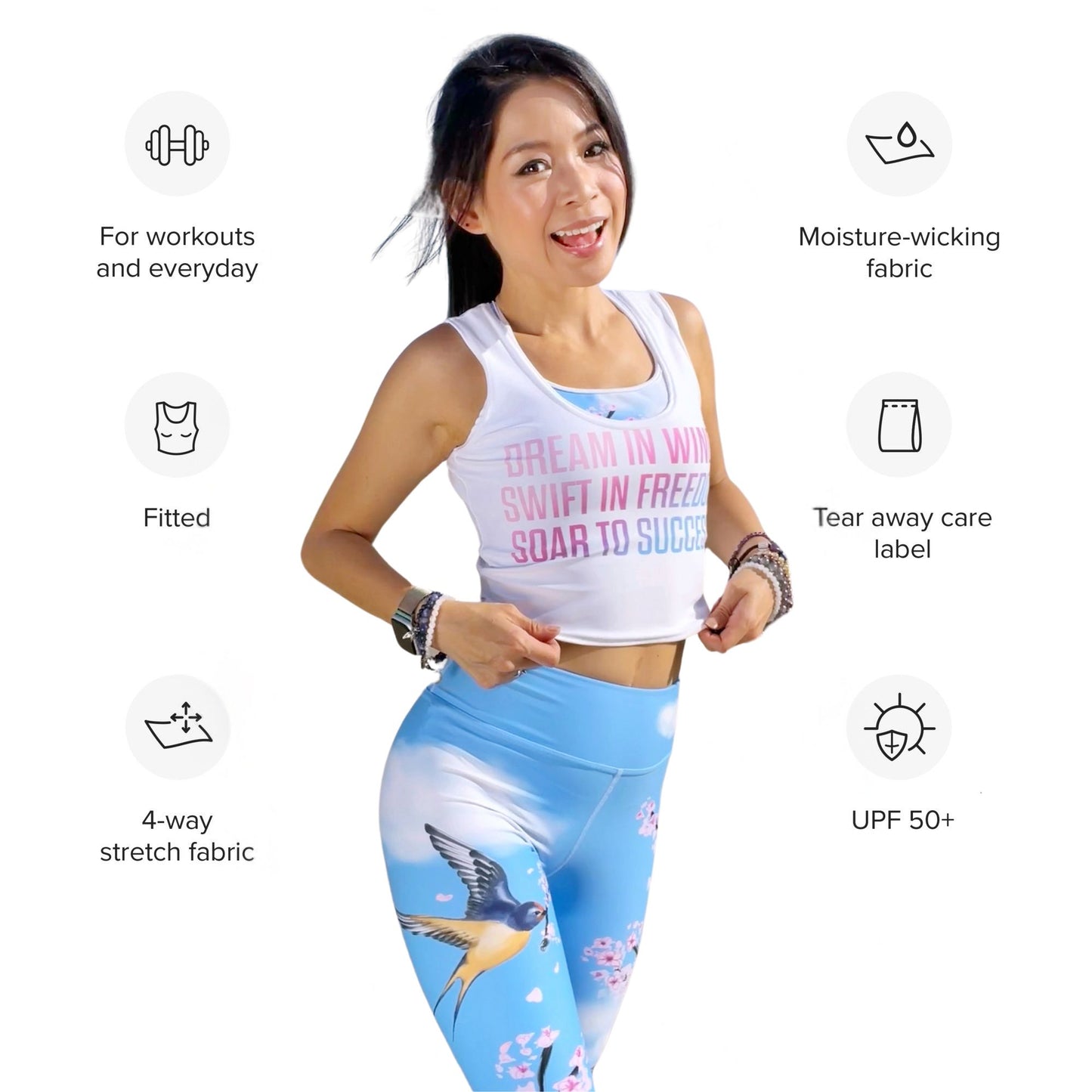 Cherry Blossom Swallow Collection | Dream In Wings Crop Top | Sky Blue