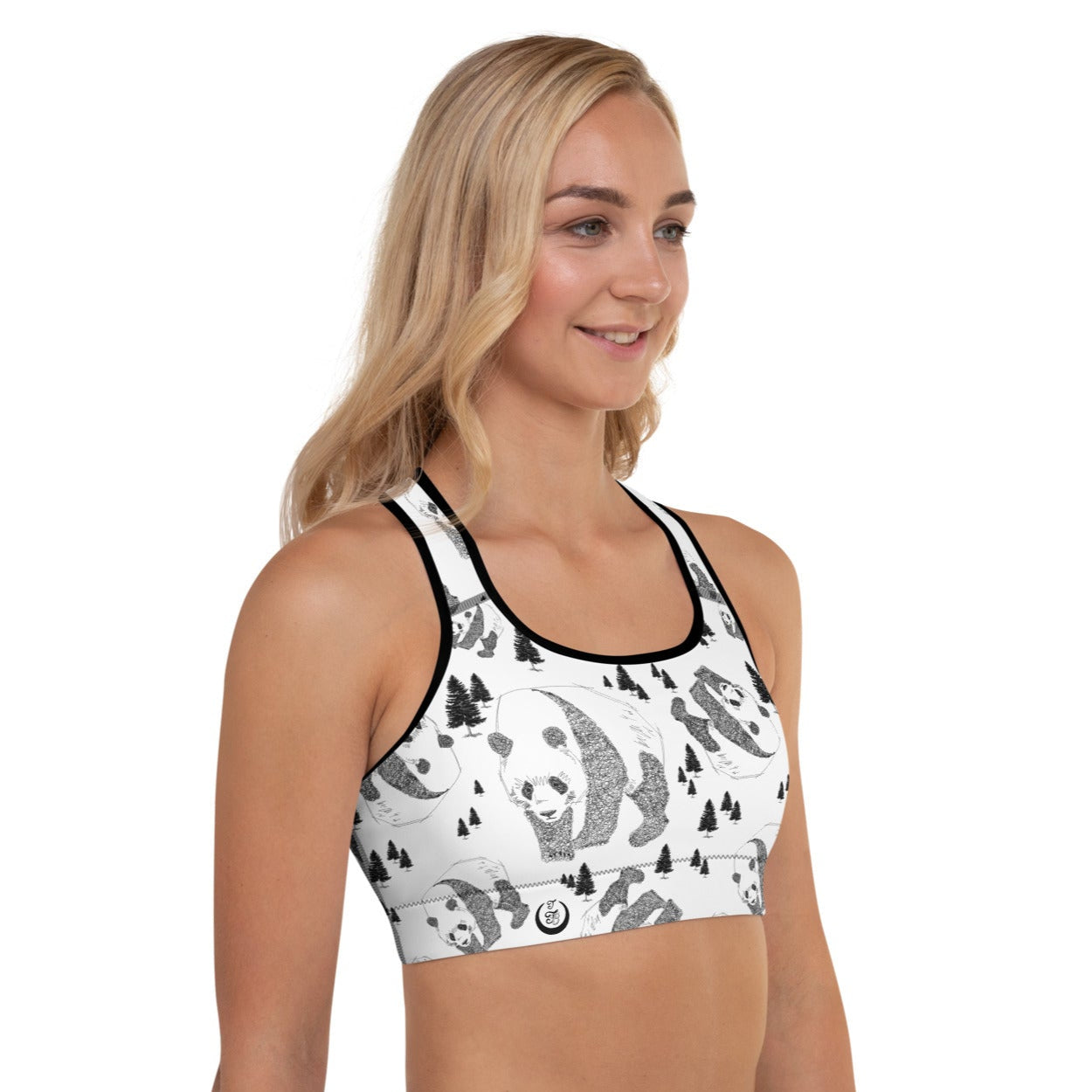 Panda Pattern Padded Sports Bra --- Pure White