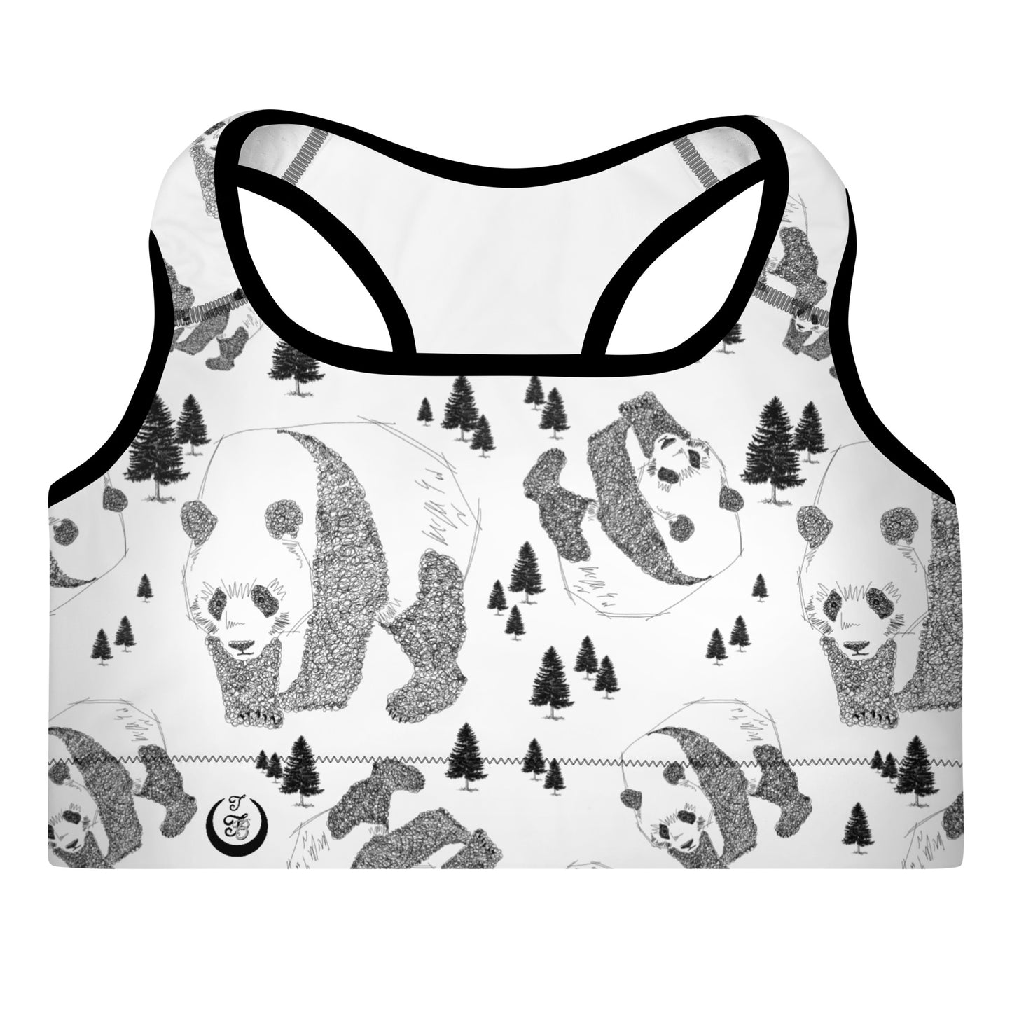 Panda Pattern Padded Sports Bra --- Pure White