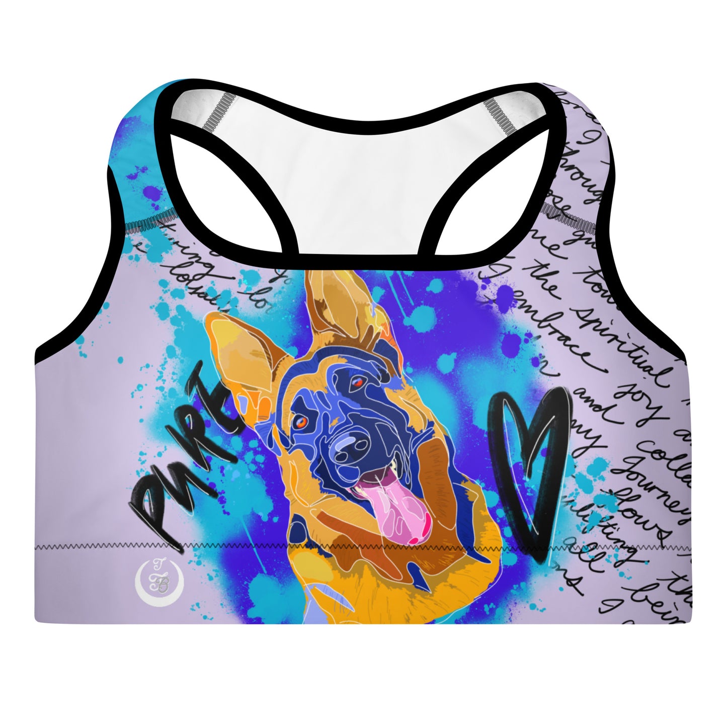 Pure Love German Shepherd Padded Sports Bra --- Lavender