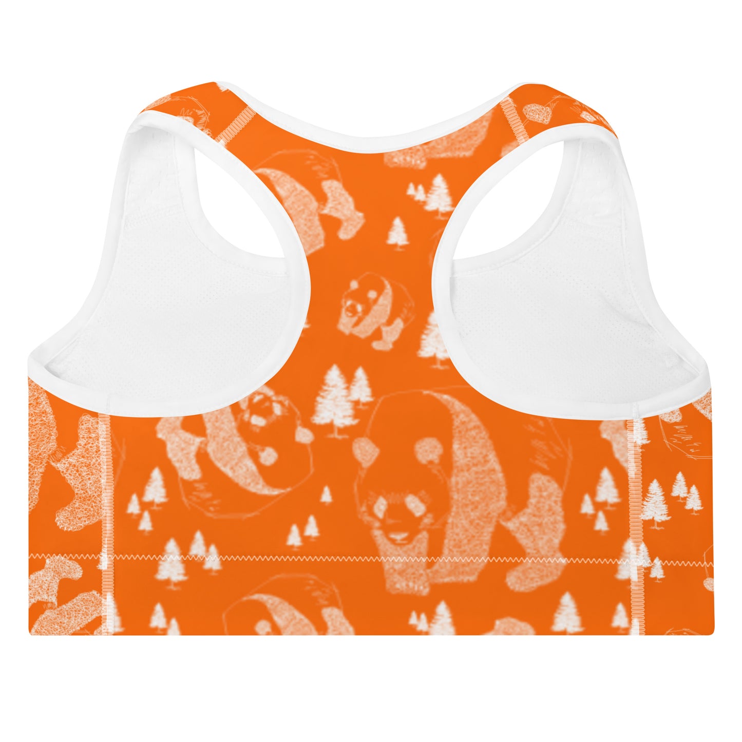 Panda Pattern Padded Sports Bra --- Cheerful Orange
