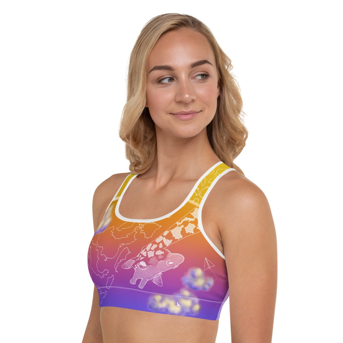 Countries Giraffe Padded Sports Bra --- Sunset