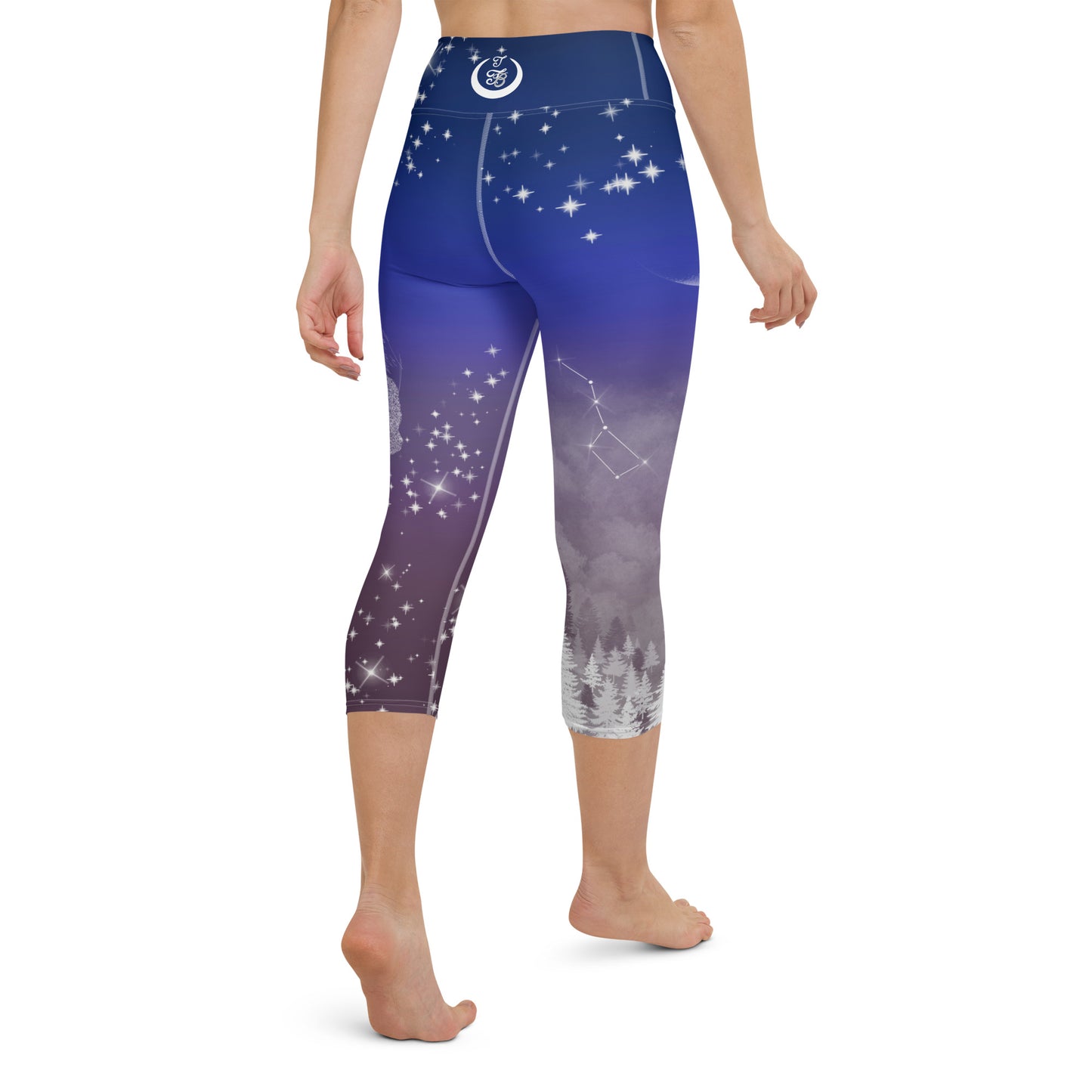 Galaxy Panda Yoga Capri Leggings --- Magical Purple