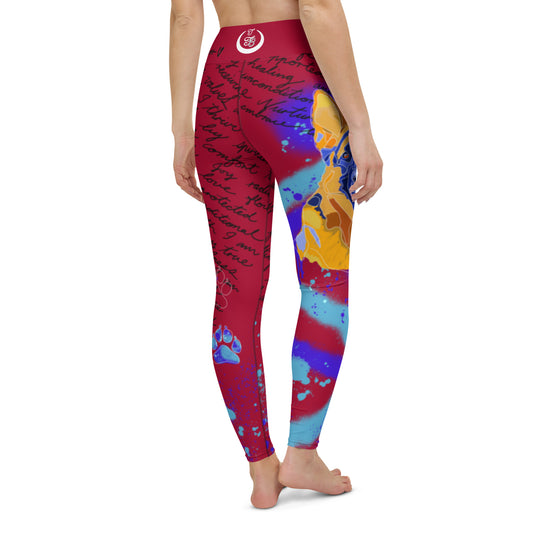 Pure Love German Shepherd Yoga Leggings | Fiery Red