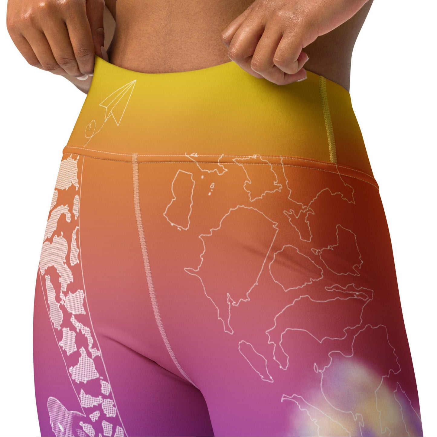 Countries Giraffe Yoga Leggings --- Sunset