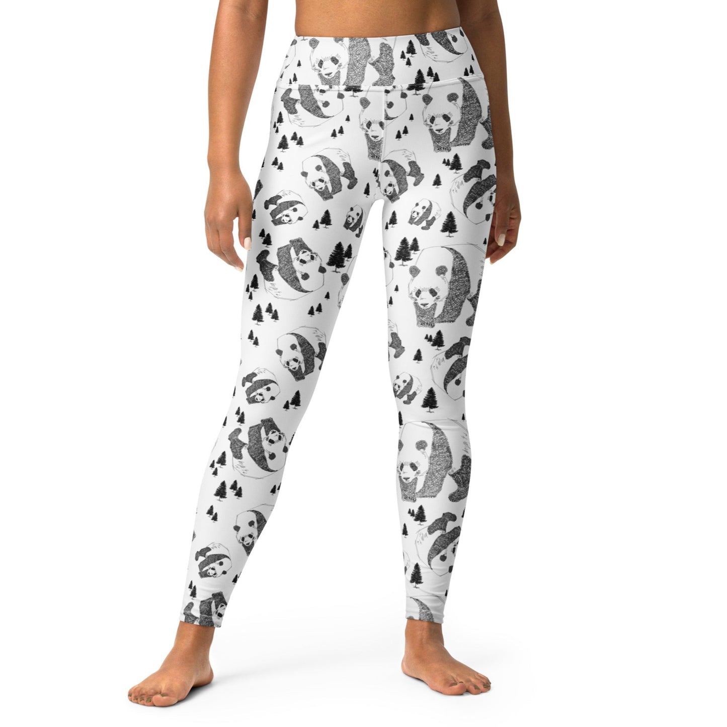 Panda Pattern Yoga Leggings --- Pure White