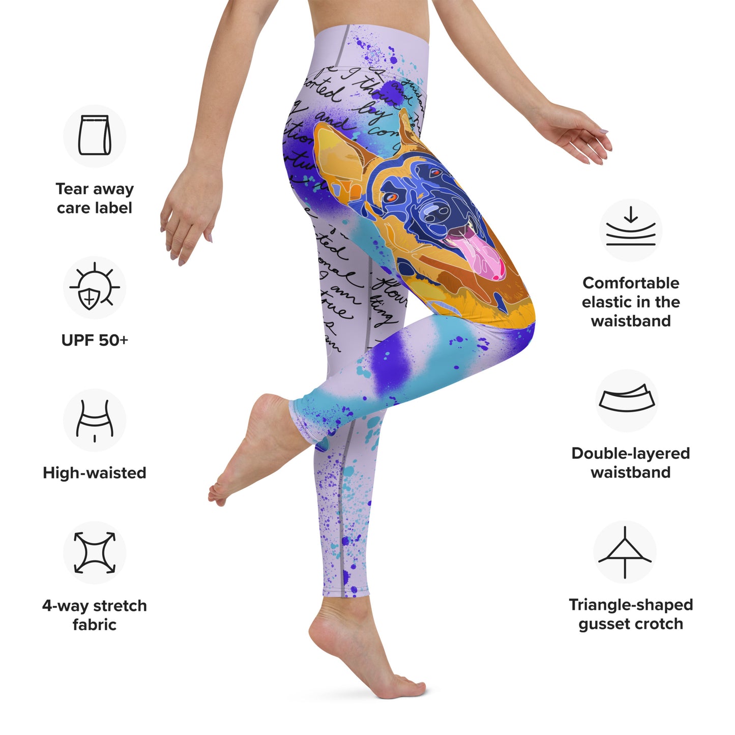 Pure Love German Shepherd Yoga Leggings --- Lavender
