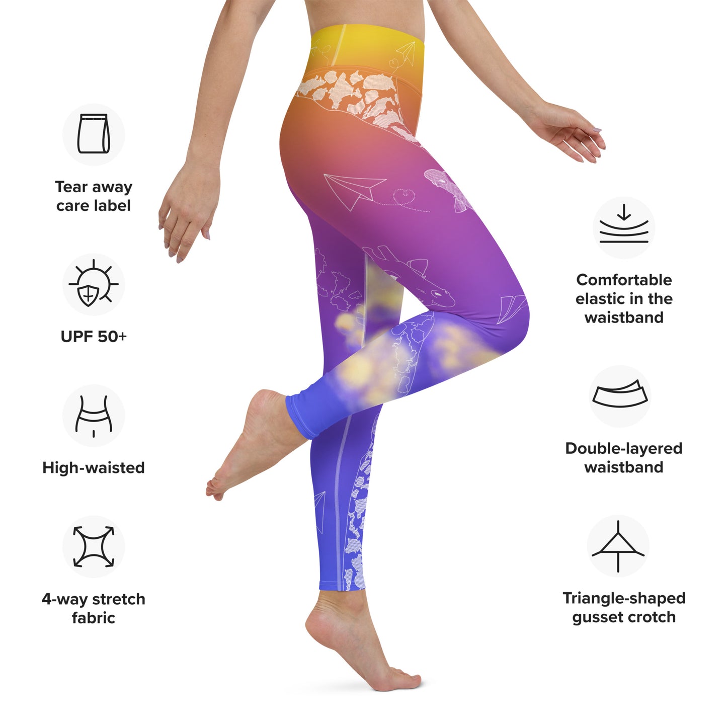 Countries Giraffe Yoga Leggings --- Sunset