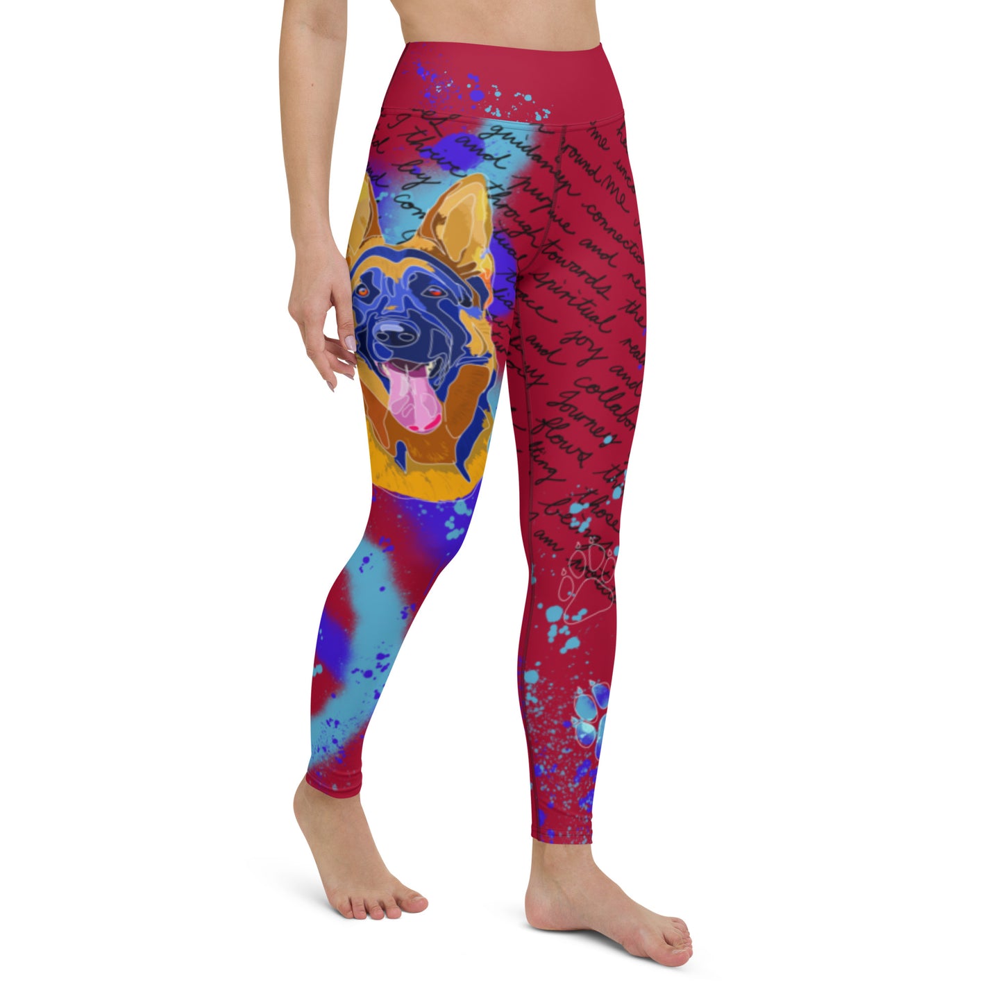 Pure Love German Shepherd Yoga Leggings --- Fiery Red