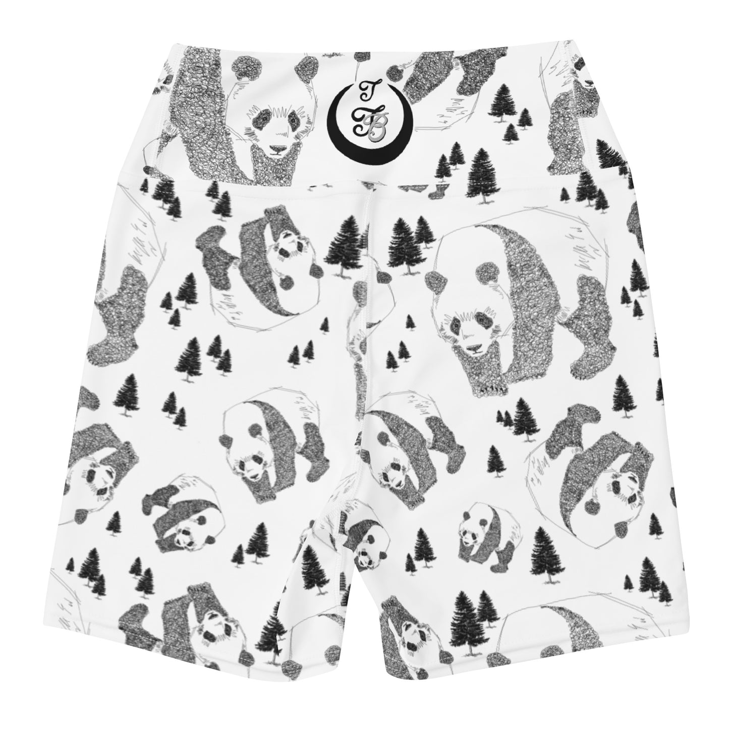 Panda Pattern Yoga Shorts --- Pure White
