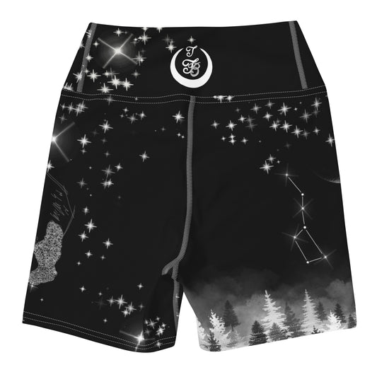 Galaxy Panda Yoga Shorts | Cosmic Black