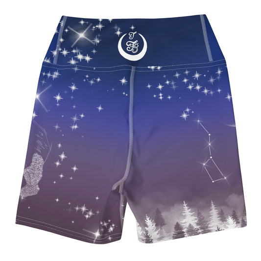 Galaxy Panda Yoga Shorts | Twilight Purple