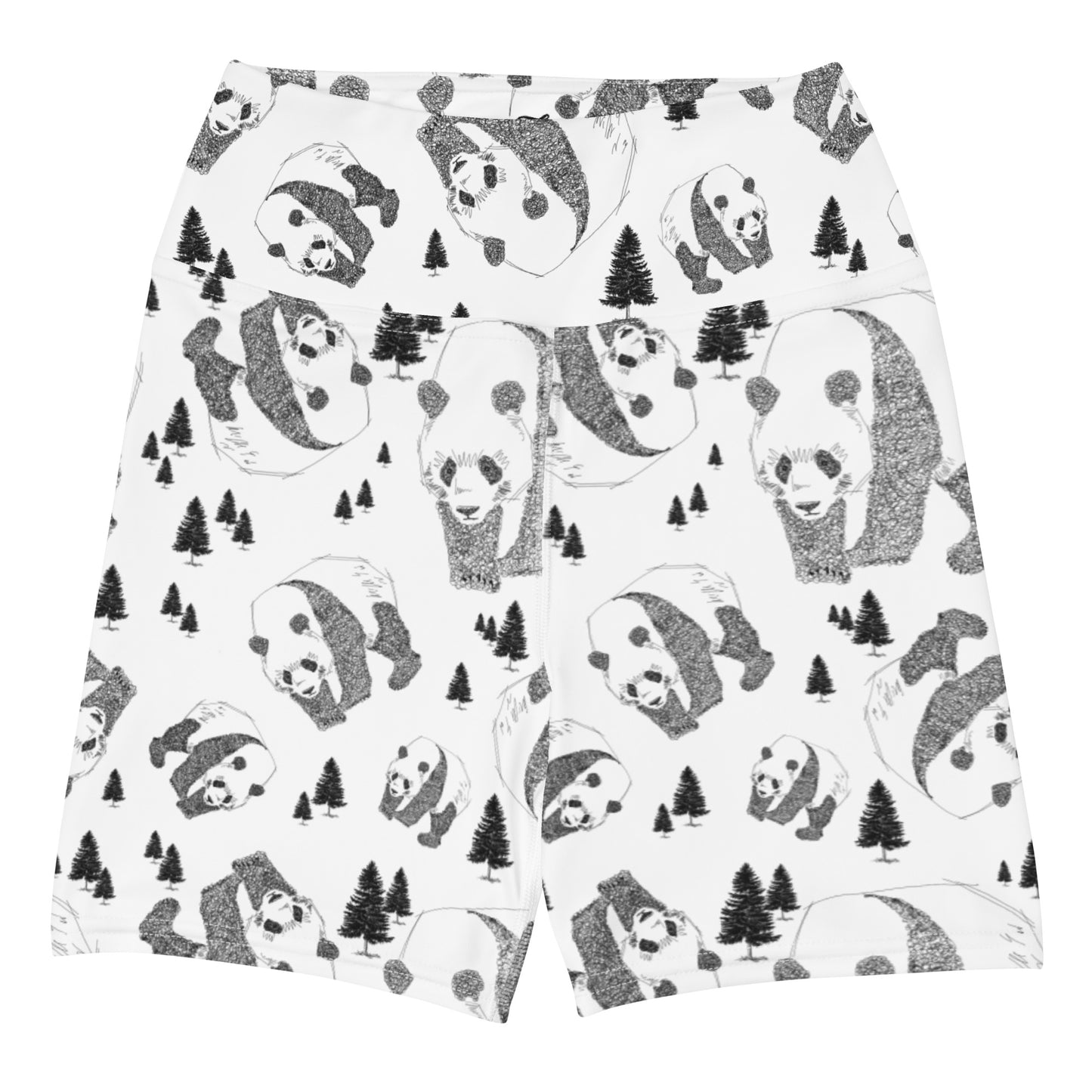 Panda Pattern Yoga Shorts --- Pure White