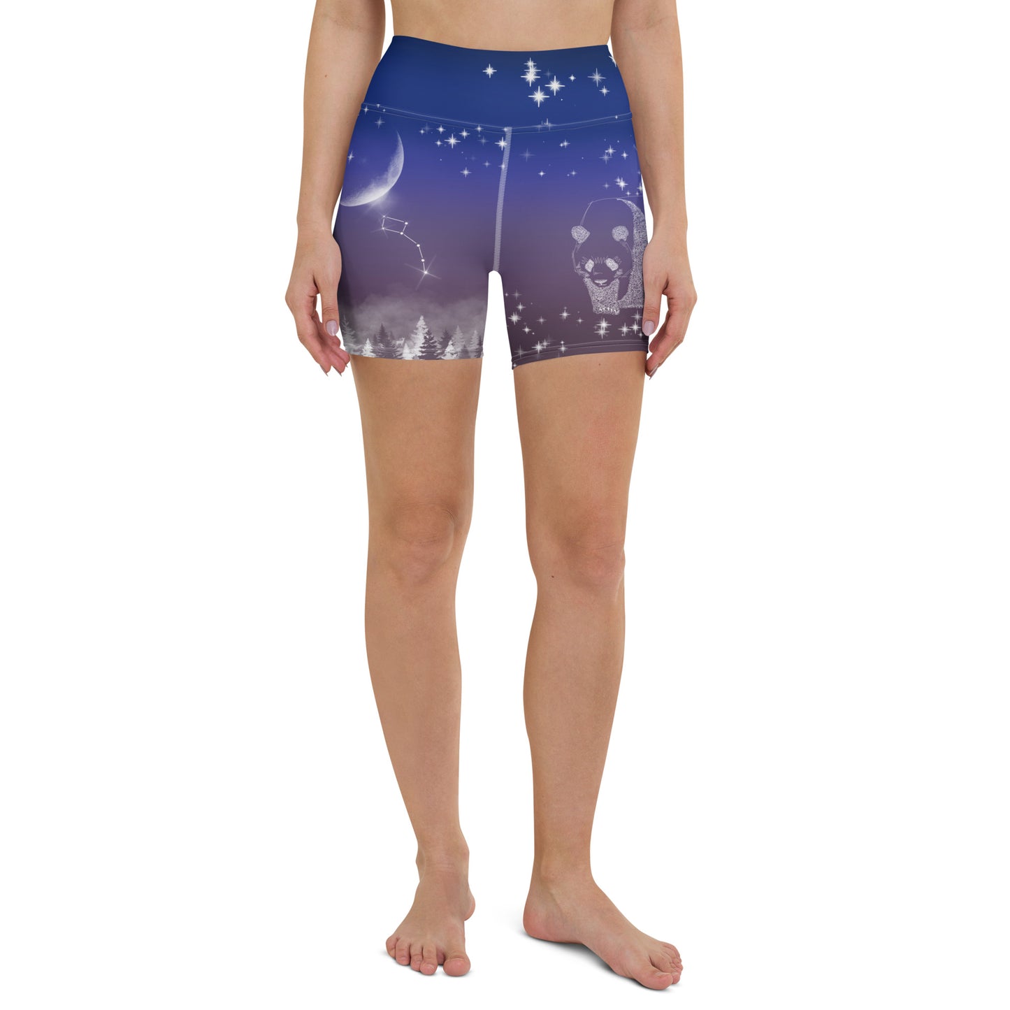Galaxy Panda Yoga Shorts --- Twilight Purple
