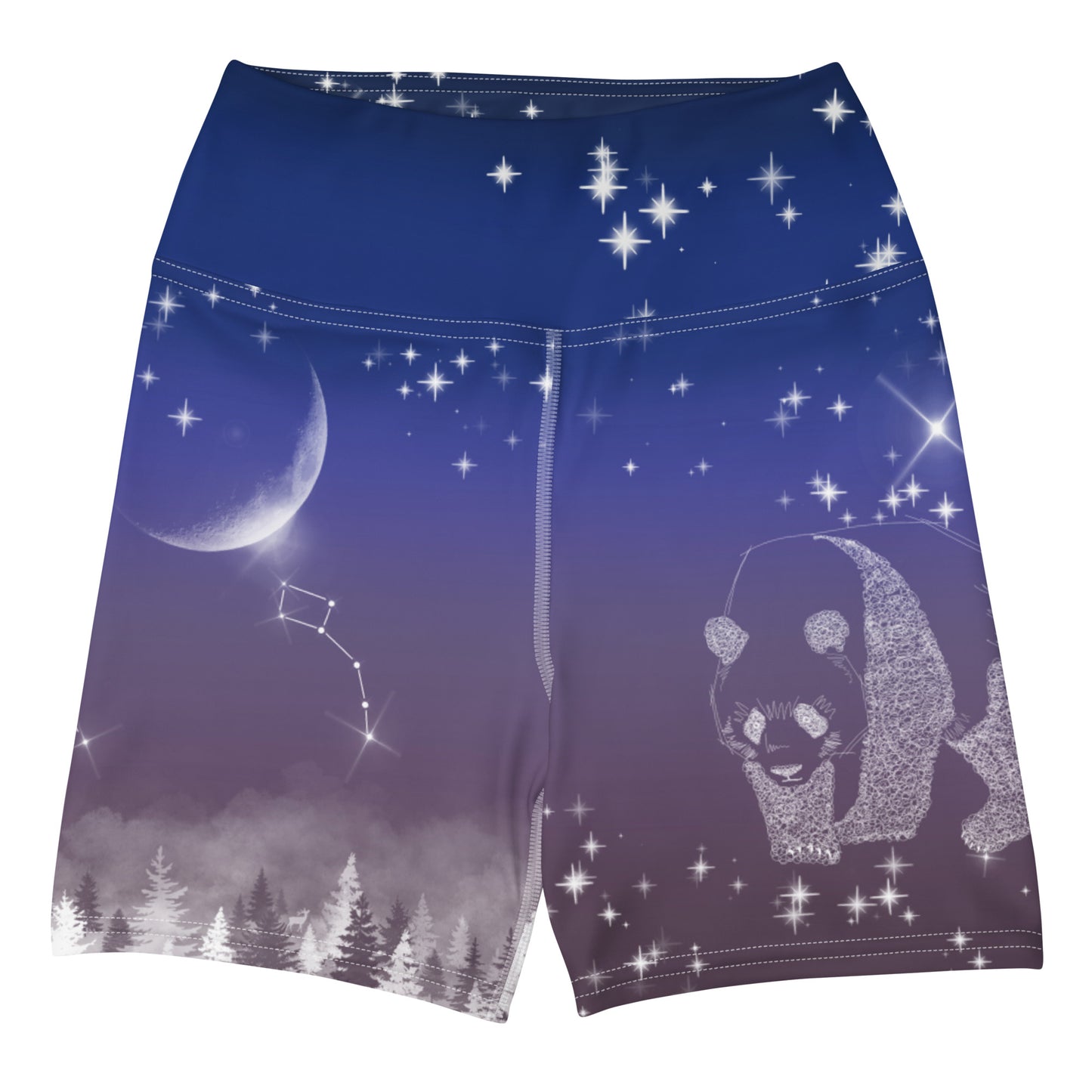 Galaxy Panda Yoga Shorts --- Twilight Purple