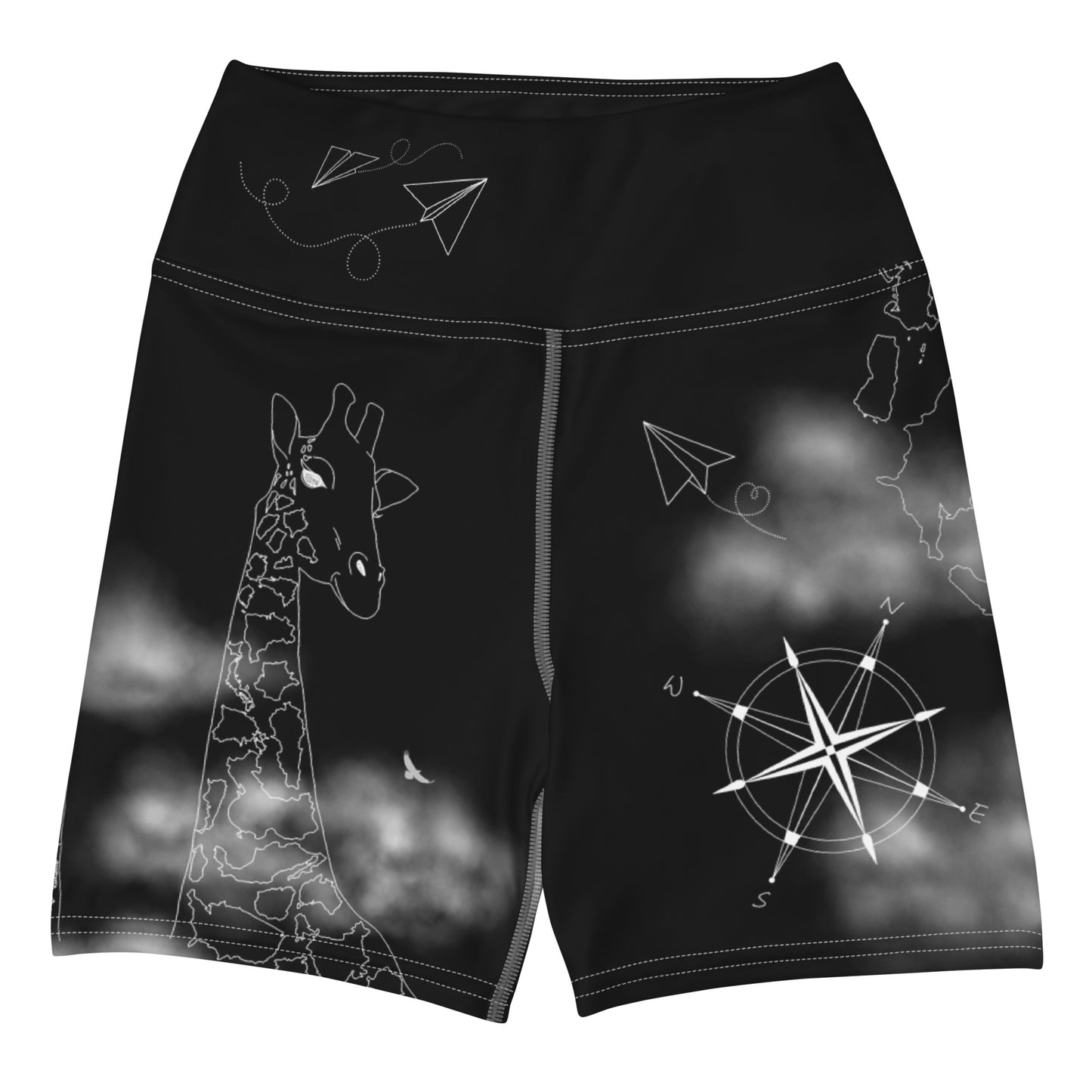 Countries Giraffe Yoga Shorts --- Jet Black