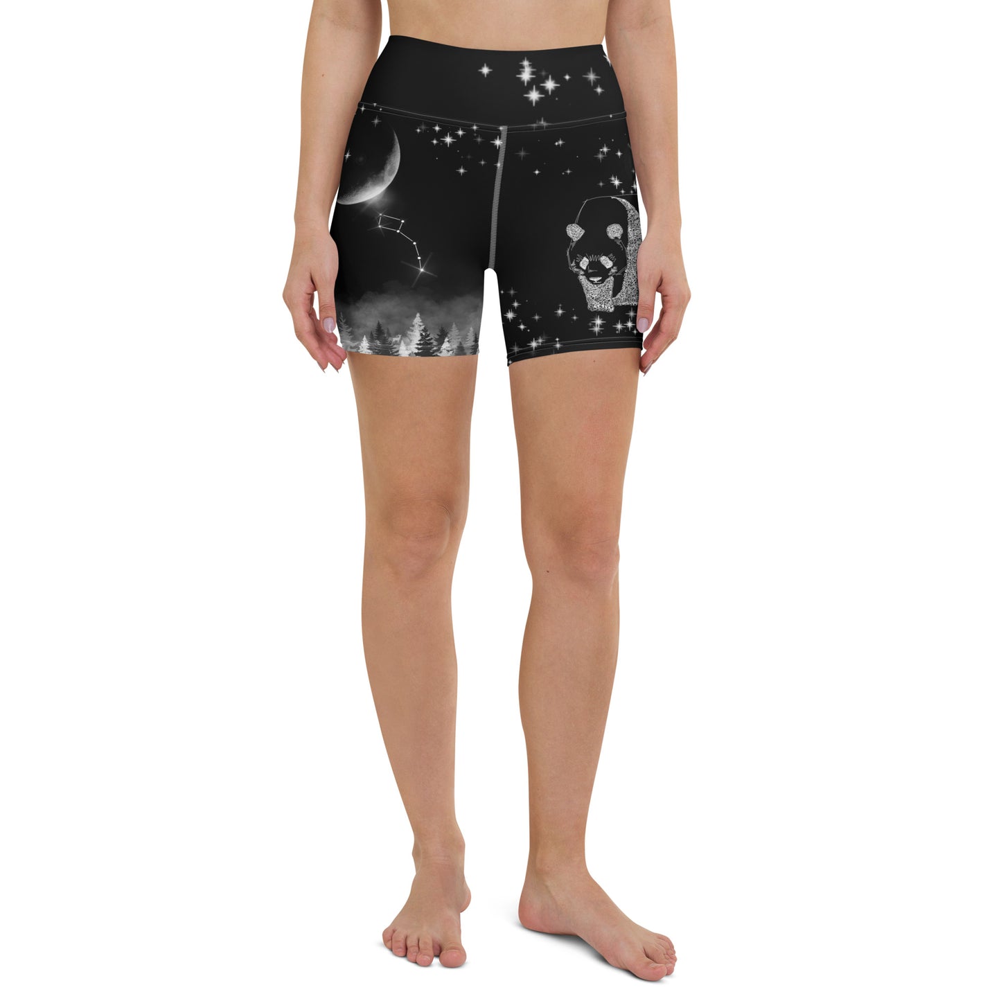 Galaxy Panda Yoga Shorts --- Jet Black