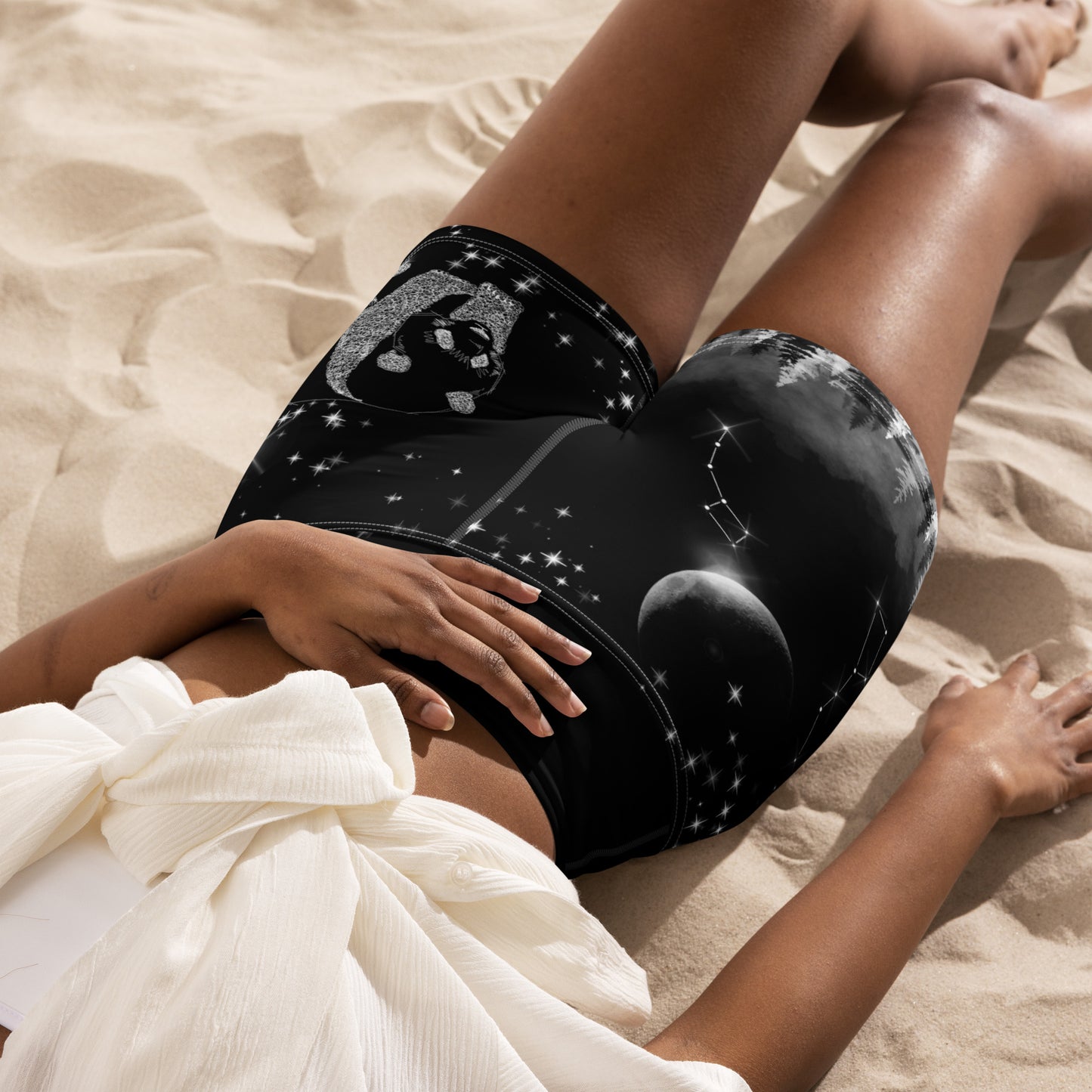 Galaxy Panda Yoga Shorts --- Jet Black