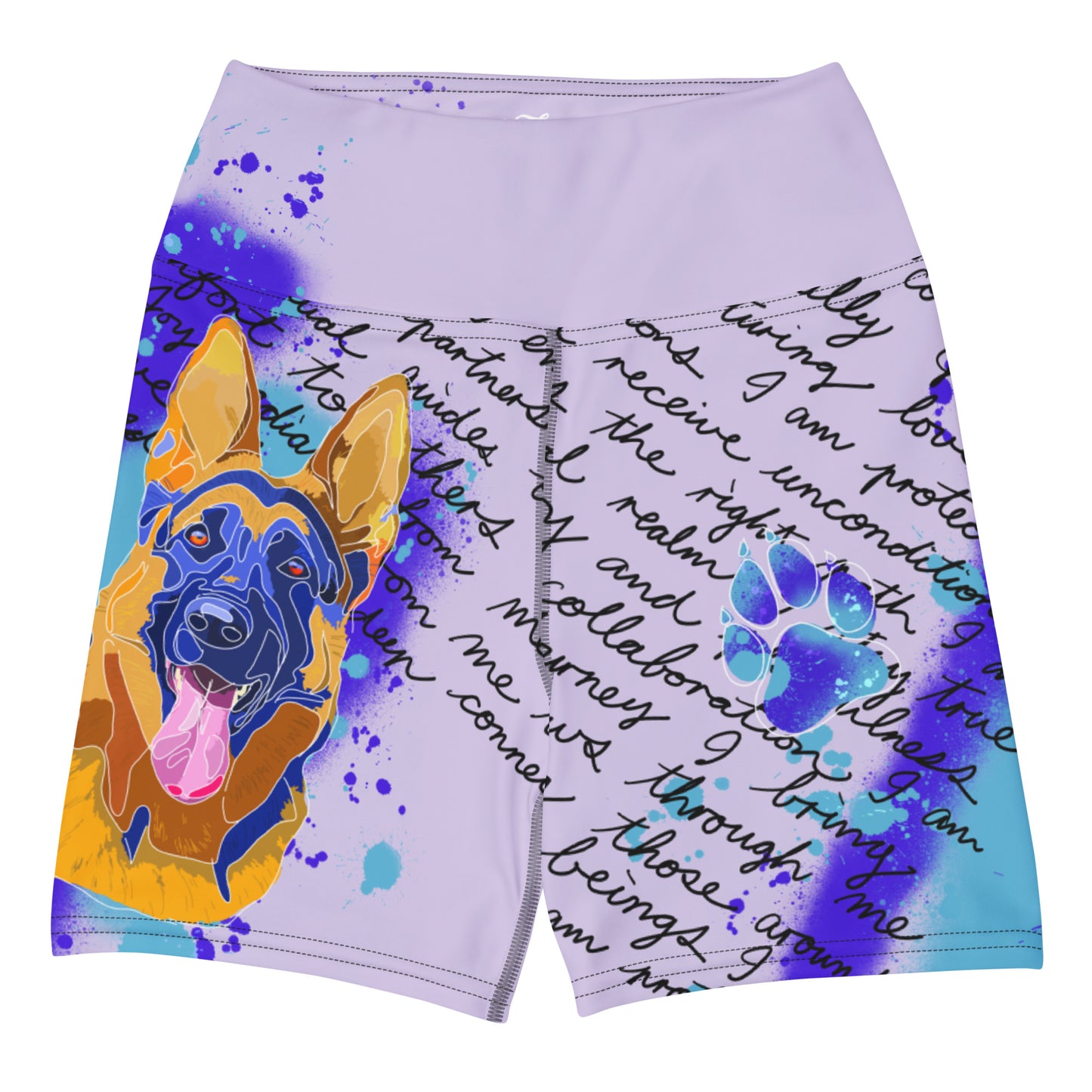 Pure Love German Shepherd Yoga Shorts --- Lavender
