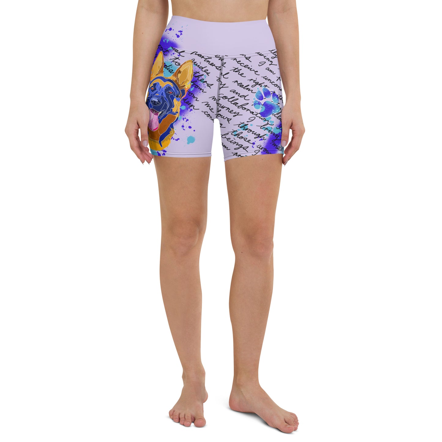 Pure Love German Shepherd Yoga Shorts --- Lavender
