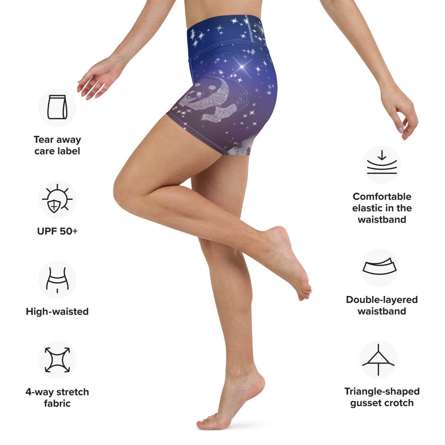 Galaxy Panda Yoga Shorts --- Twilight Purple