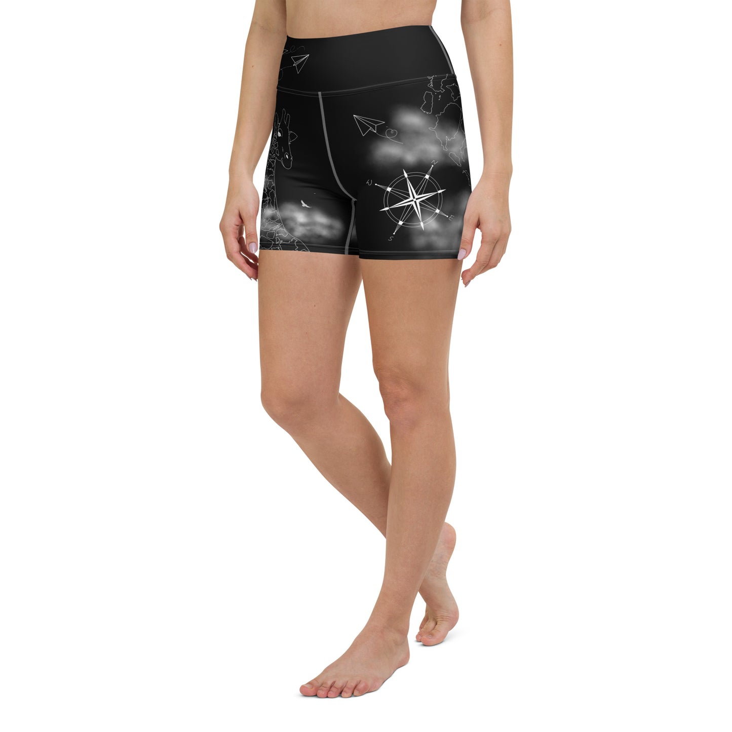 Countries Giraffe Yoga Shorts --- Jet Black