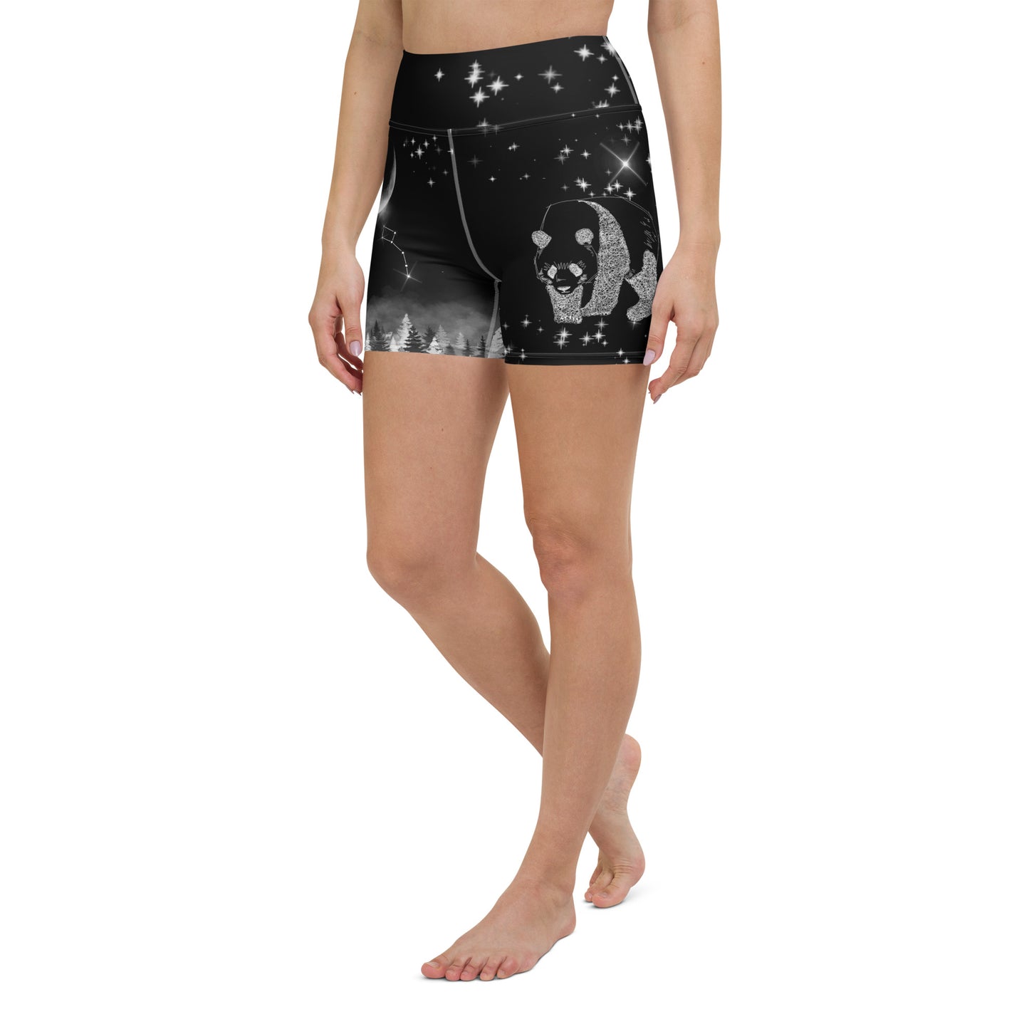 Galaxy Panda Yoga Shorts --- Jet Black