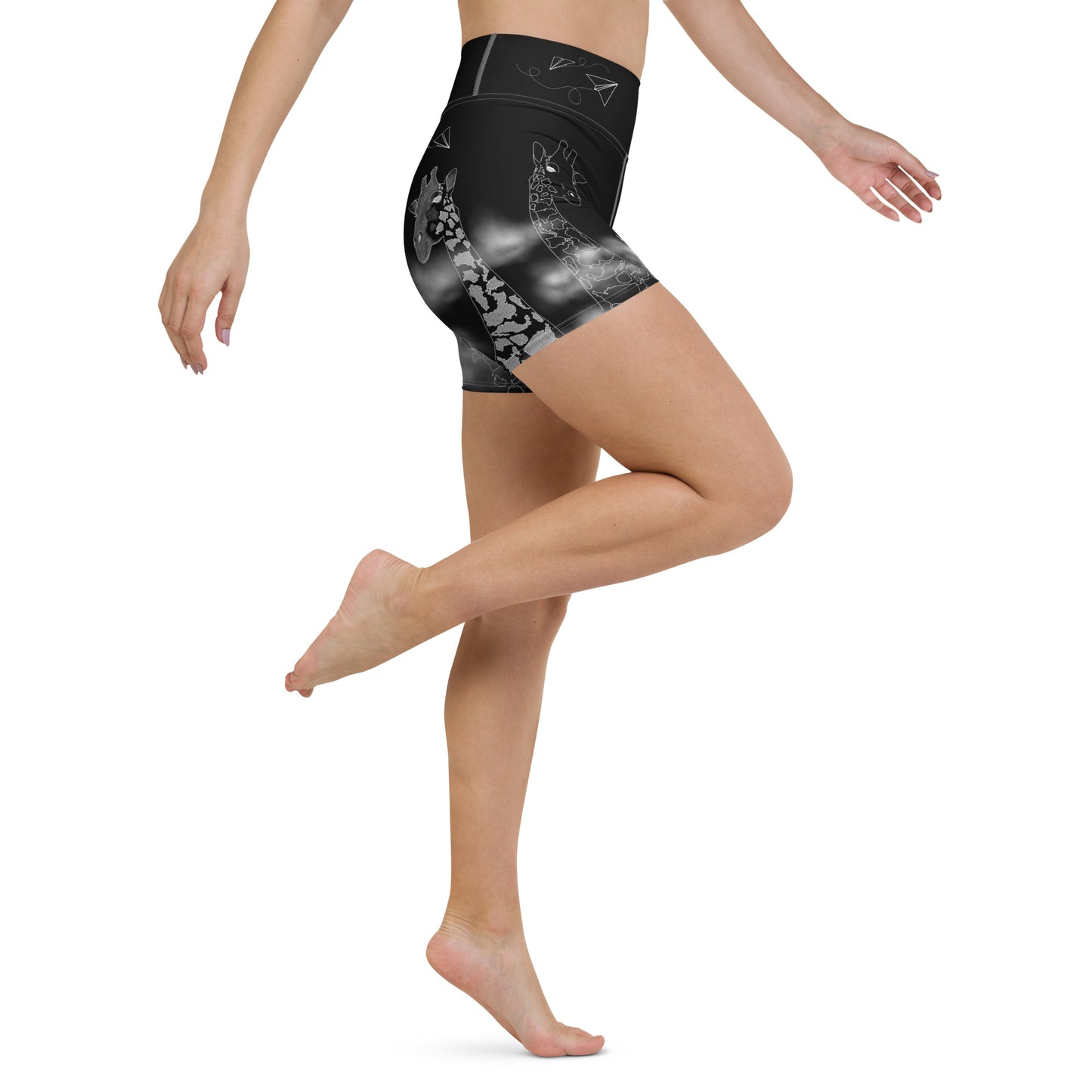 Countries Giraffe Yoga Shorts --- Jet Black