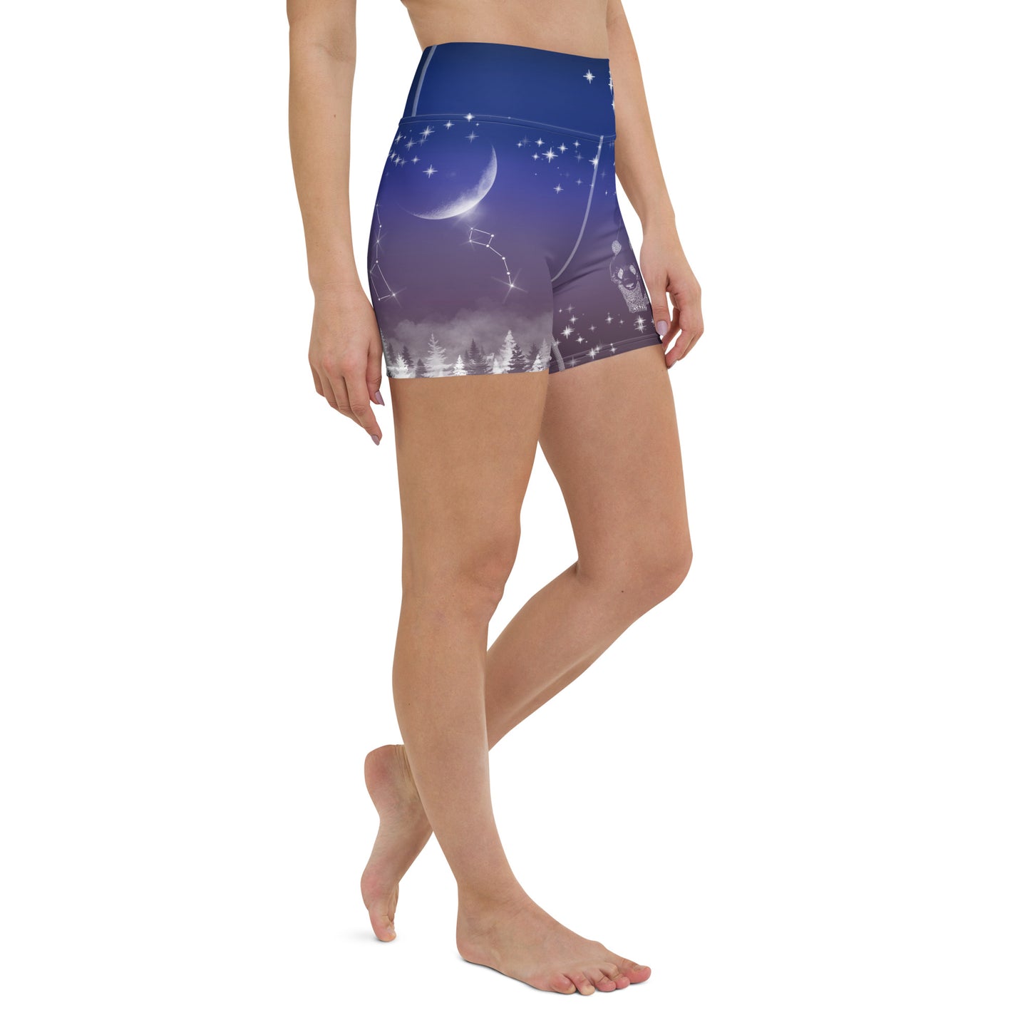 Galaxy Panda Yoga Shorts --- Twilight Purple