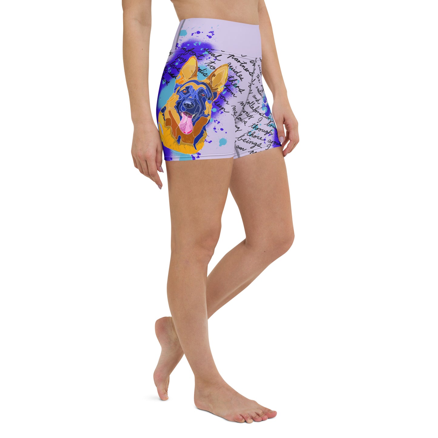 Pure Love German Shepherd Yoga Shorts --- Lavender