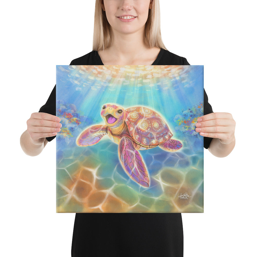 Ancient Ruins Sea Turtle Canvas