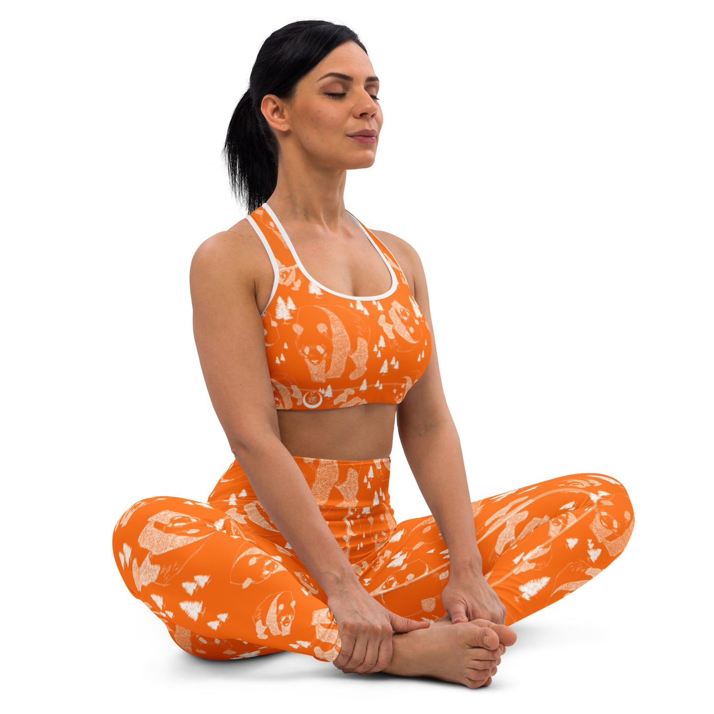 Panda Pattern Yoga Leggings --- Cheerful Orange
