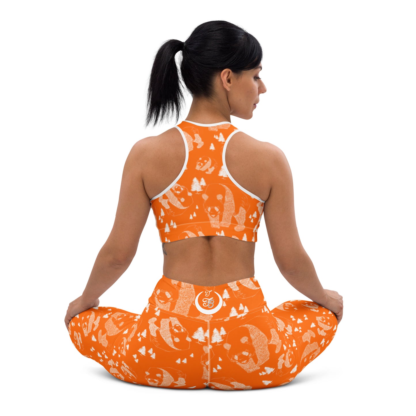 Panda Pattern Yoga Leggings --- Cheerful Orange