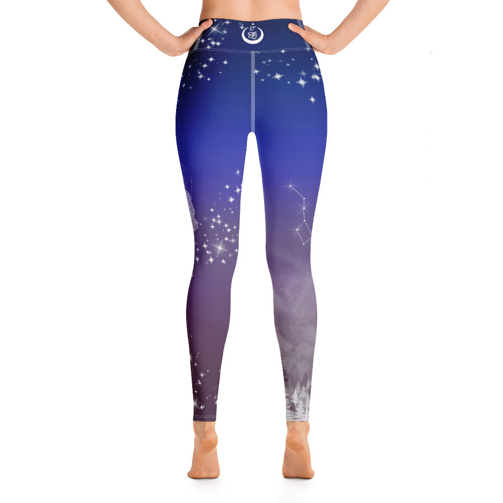 Galaxy Panda Yoga Leggings --- Twilight Purple