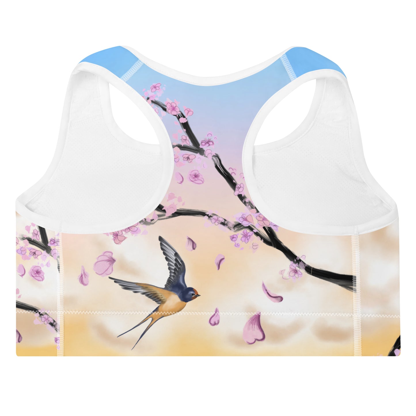 Swallow Cherry Blossom Padded Sports Bra --- Sunrise