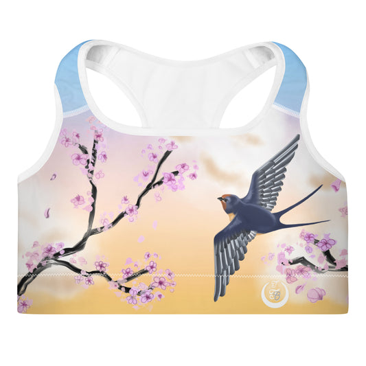 Swallow Cherry Blossom Padded Sports Bra --- Sunrise