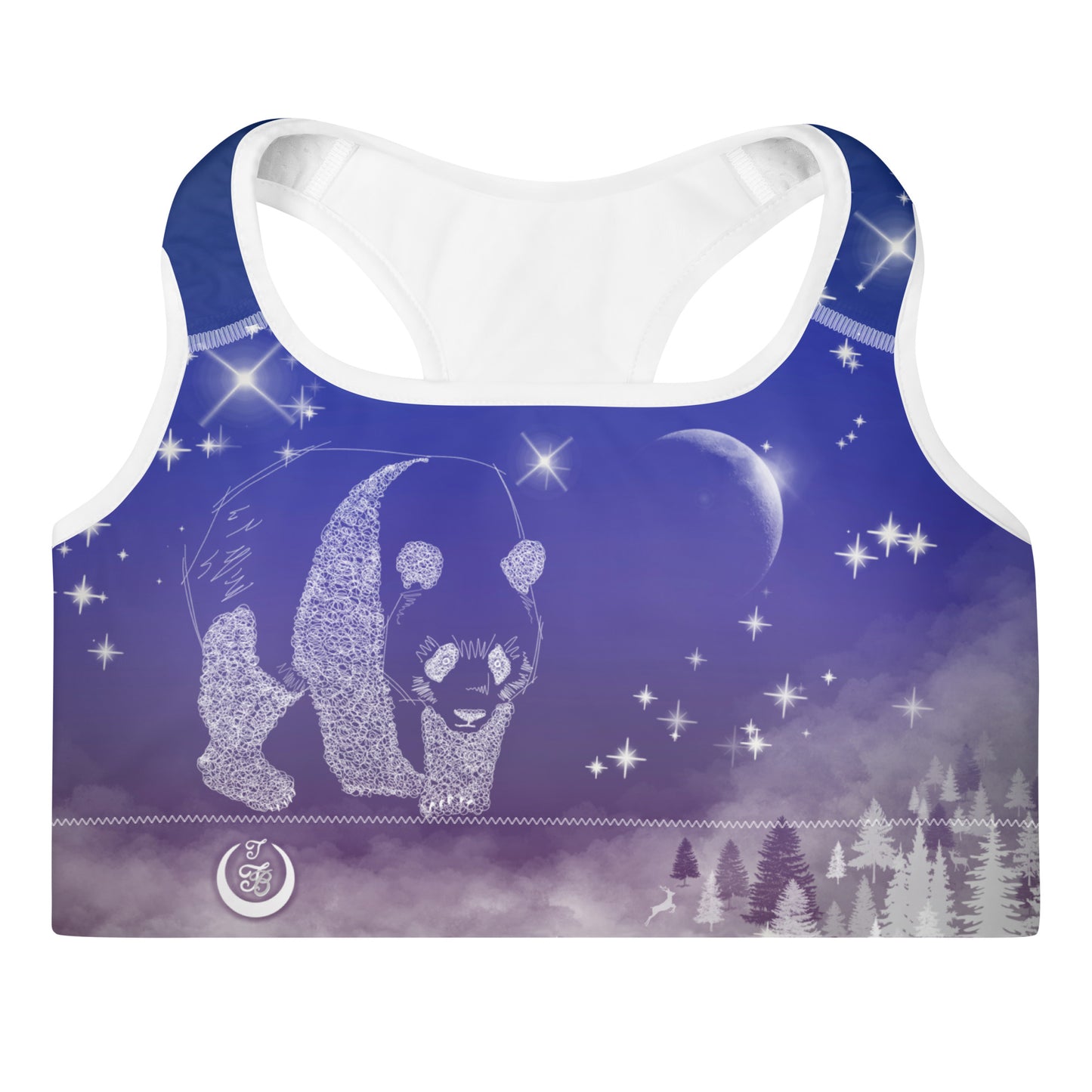 Galaxy Panda Padded Sports Bra --- Twilight Purple