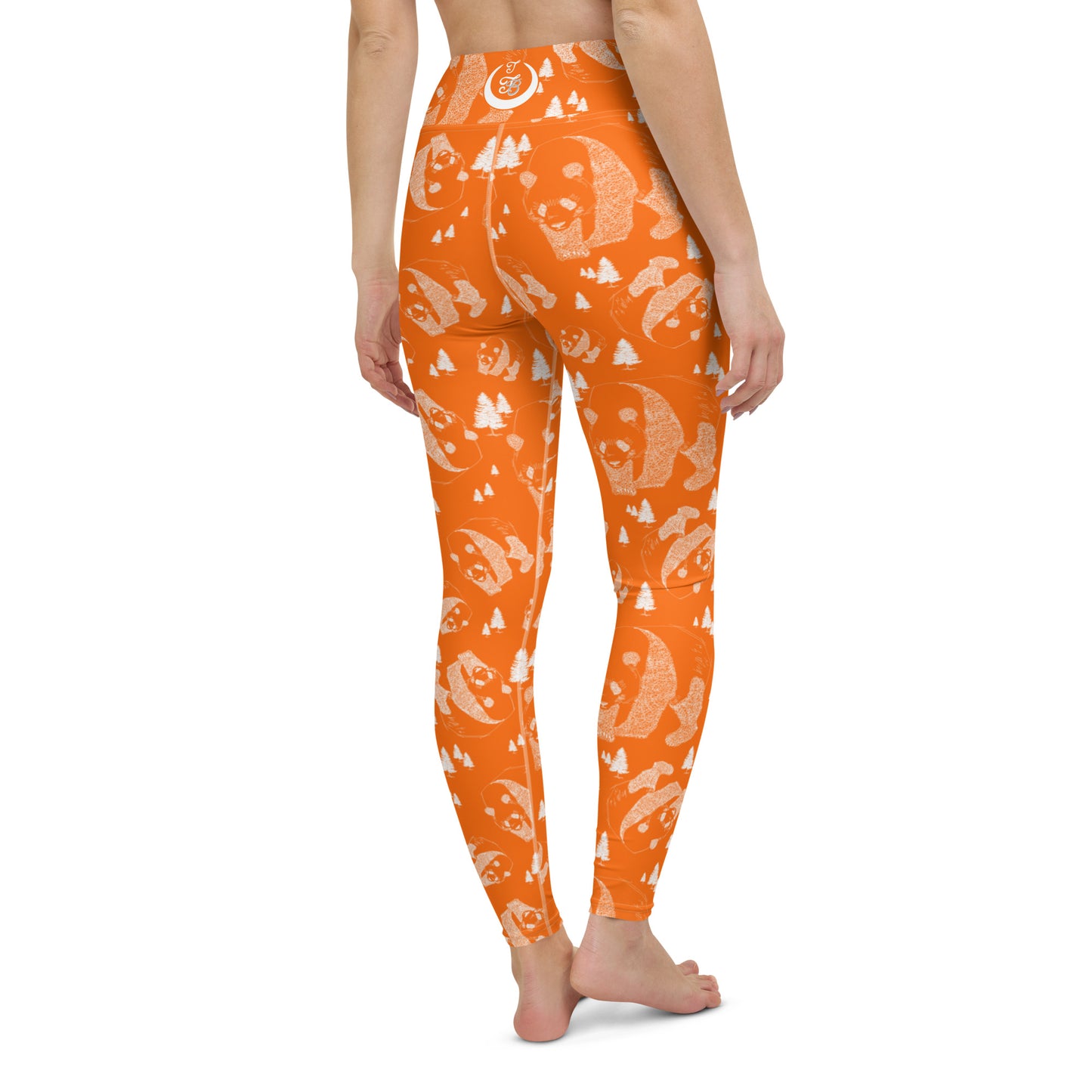 Panda Pattern Yoga Leggings --- Cheerful Orange