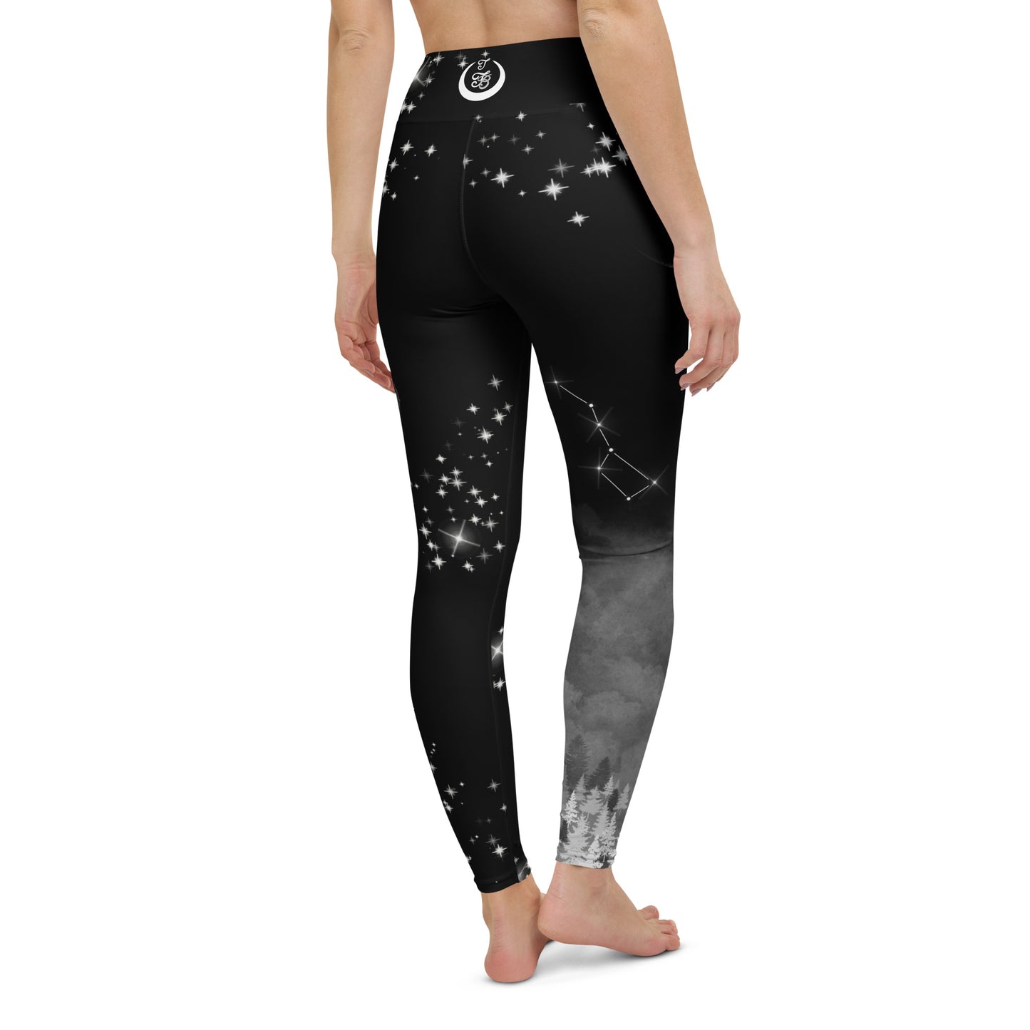 Galaxy Panda Yoga Leggings --- Jet Black